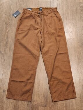 GAP Women’s Wide-Leg Easy Twill Pants in Cognac - Large